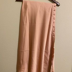 Satin buttoned midi skirt